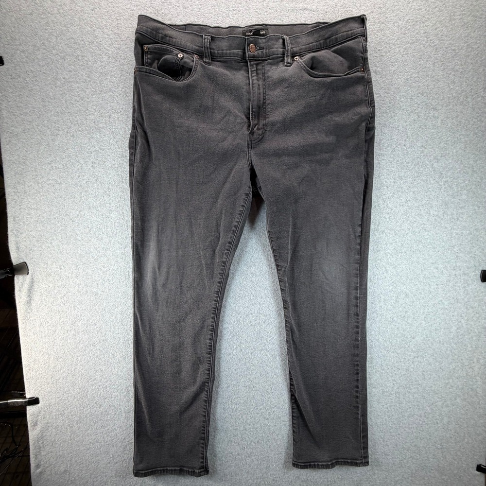 Lucky Brand Athletic Fit Gray Jeans Mens 42x32 Faded Black Stretch Denim Pants